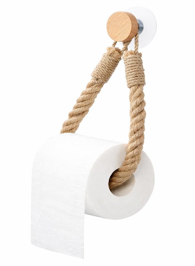 CHIBRO Toilet Roll Hanger for Bathroom | Wall Mounted Bamboo & Rope Tissue Holder | Eco-Friendly Rustic Roll Dispenser | Natural Look Toilet Paper Holder for Home Decor (Thick Rope) - Image 1